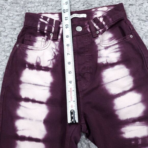 PacSun Eco Raspberry Tie Dye High Waisted Straight Leg Jeans Size 22 Purple Crop - Picture 11 of 11